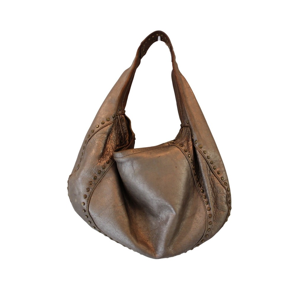 Kooba Y2K Leather Hobo Bag Bronze Studded Slouchy Boho Shoulder Purse Festival